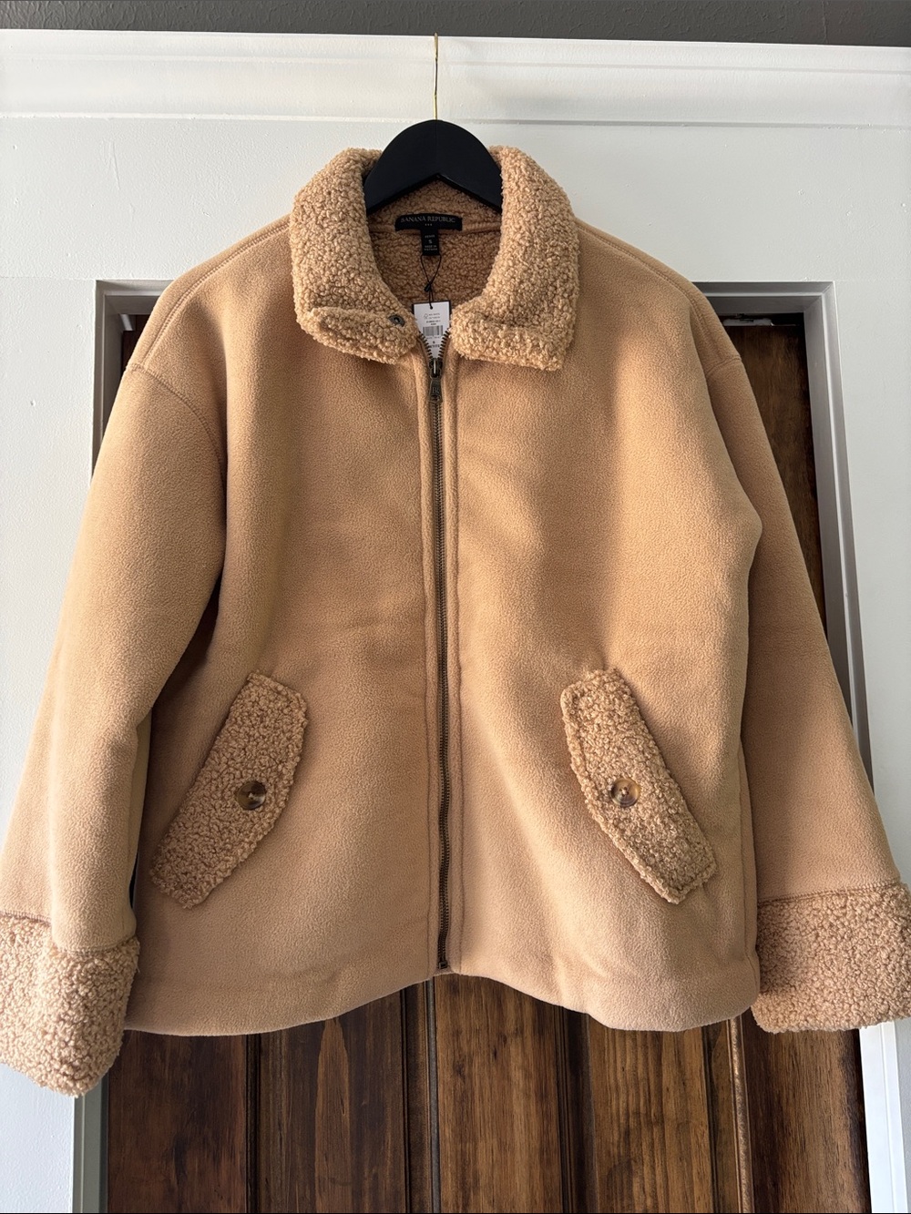 Banana Republic Petite Camel Faux-Shearling Jacket. NWT